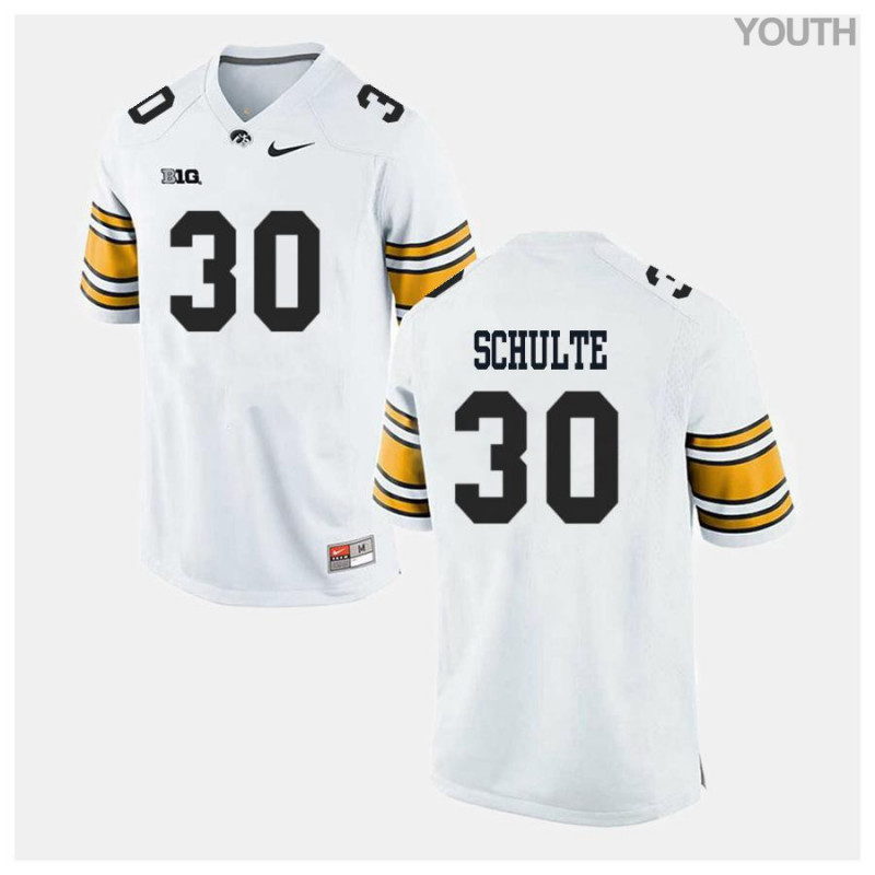 Youth Iowa Hawkeyes NCAA #30 Quinn Schulte White Authentic Nike Alumni Stitched College Football Jersey OB34X31QL